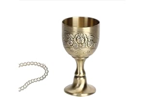 European Vintage Wine Cup, Metal Red Wine Goblet,Liqueur Goblet Hand-Made Vintage Pure Copper, Engraving Flower Pattern Chali