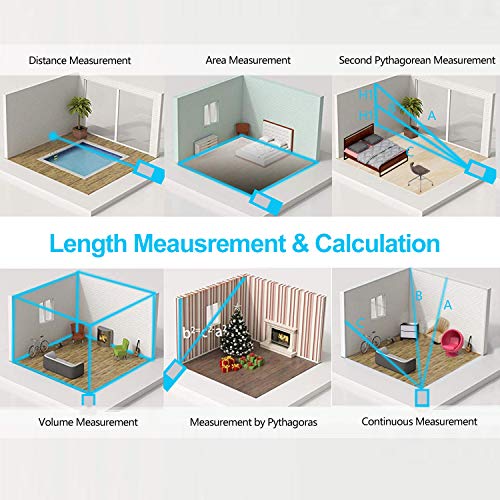 Laser Measure 164 Ft/70M MESTEK Laser Distance Meter M/in/Ft/Ft+in Measure Distance Pythagorean Distance Area Volume - Carry Bag and Battery Included
