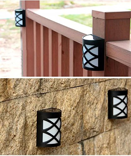 RedSun 6 Pack Retro 6 LED Solar Powered Outdoor Path Light Yard Fence Gutter Garden Wall Lamp