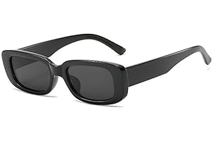 YooThink Rectangle Sunglasses for Women Men Small Narrow Square Frame UV400 Protection