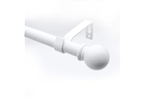 ZTLAB Curtain Rods for windows 32 to 62 inch,3/4 inch Decorative Curtain Rod Set,Nickel Splicing Heavy Duty Metal Curtain Rod with Brackets (white, 32-48'')