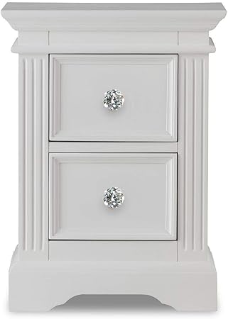 Gainsborough White Bedside Table Bedside Cabinet With 2 Drawers And Crystal Handles Very Sturdy Fully Assembled Amazon Co Uk Kitchen Home