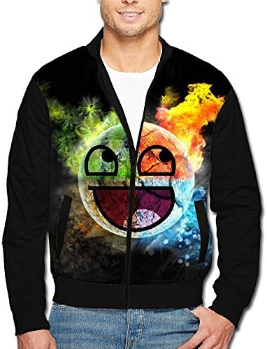 90s Vintage Emoji Smile Happy Face 3d Graphic Hoodies Raglan Zip Up Pockets Jacket Novelty Pattern Color Block Collar Zipper Sports Jacket For Men,high School Boys,unisex