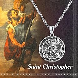 DOTBJ St Christopher Round Medal Necklace, 925