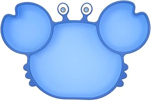 Qshare Toddler Plate, Portable Baby Plates for Toddlers and Kids, BPA-Free Strong Suction Plates for Toddlers, Dishwasher & Microwave Safe Silicone Placemat 9x6x1.4 inch