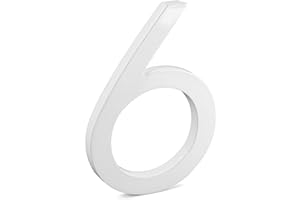 Montague Metal Products MHN-04-F-WE1-6 Solid Brushed Aluminum Modern Floating Address House Numbers, 4", Powder Coated White