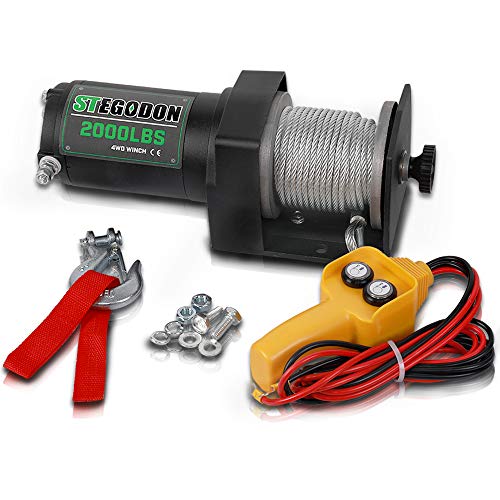STEGODON 2000 lb. Load Capacity Electric Winch,12V Steel Cable Electric