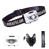 Wsky LED Headlamp,Super Brightest LED Flashlight with Red Light,120 Lm Waterproof Portable Headlamp with Adjustable Comfortable Headband for Outdoor Sports & Home Use(Battery not Included)(White)