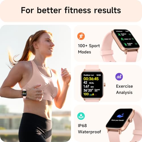 aeac Smart Watches for Women(Answer/Make Call), Alexa Built-in 1.8" HD Ladies Smartwatch with Heart Rate/SpO2/Sleep Monitor, 110+Sports, IP68 Step Counter Fitness Tracker (Rose Pink)