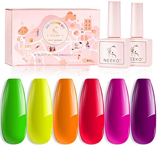 Neeko Neon Gel Nail Polish Set 6 Colors Neon Orange Green Purple Yellow Hot Pink Soak Off Uv Led Light Nail Gel Polish Kit 7 5ml Each Bottle Buy Online At Best