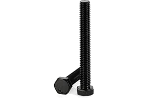 MELLEWELL 1/4-20 x 5 Hex Head Bolts, Fully Threaded, Stainless Steel 304(18-8) Bolt, Black Finish, Quantity 10