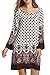 Hotouch Women Boat Neck Knee Length Vintage Printed Casual Summer Dress White,L