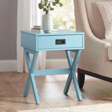 Amazon Com Modern Stylish X Leg One Drawer Accent Side Table Or Nightstand In Teal 24 In 61cm High By Better Homes Gardens Furniture Decor
