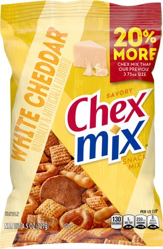 CHEX MIX SAVORY WHITE CHEDDAR SNACK MIX, 4.5 OZ