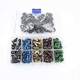 Yosoo 100pcs 10/12mm Mixed Color Plastic Safety Eyes for Teddy Bear Doll Puppet Plush Animal Craft DIY with Washers One Box (12mm)