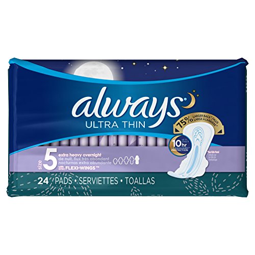 Always Ultra Thin Extra Heavy Overnight Pads, 24 Count