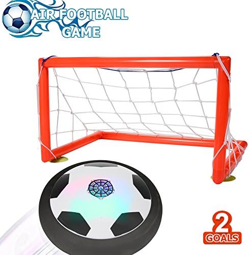 Hobbylane Hover Soccer Ball With Goal, Disc Ball With LED Lights 2 Gates and Mini Screwdriver Indoors Outdoors Training Football with Parents Game As Hockey Ball Gliding Ball Kicking Play Ball