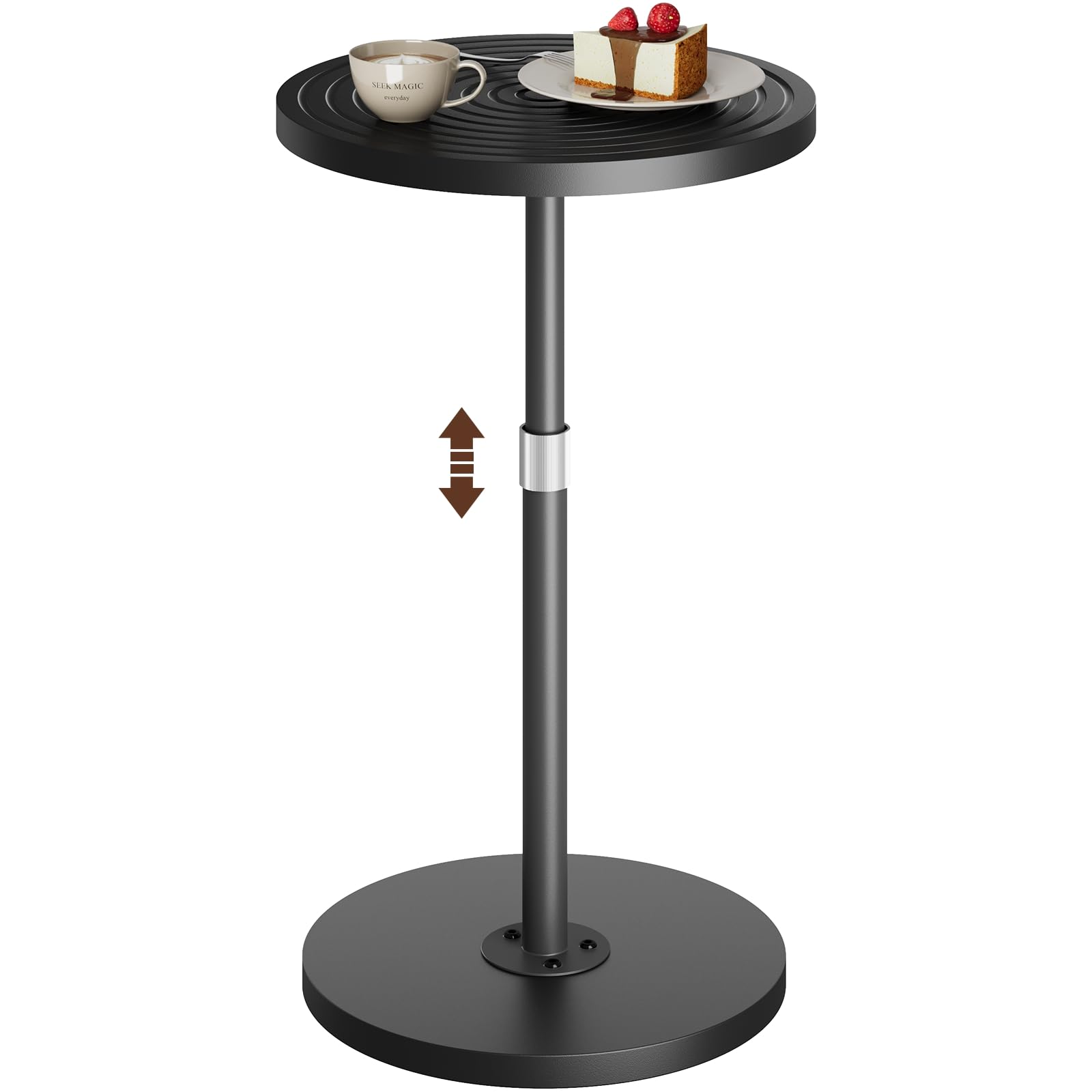 Photo 1 of **Missing peices/ pole* Asgolion Round Side Table, Adjustable-Height Drink Table for Small Spaces, Pedestal Martini Table, Cocktail Tables Weighted Base for Living Room, Bedroom, Bathroom, Office, Black