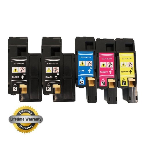EPS Compatible Replacement for Dell 1250c 1350cnw 1355cn High Yield Value Pack Toner Cartridges(2 BLACK, 1 CYAN, 1 YELLOW, 1 MAGENTA)