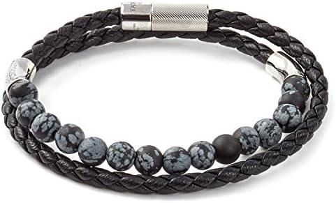 Tateossian Mens Havana Silver Bracelet Italian Braided Leather
