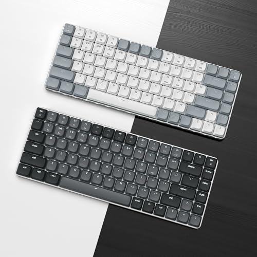 Satechi SM1 75% Mechanical Keyboard, LED Backlit Bluetooth Keyboard, 84 Keys Compact Wireless, Gaming Keyboard for Mac and Windows - Light Grey/White (US-QWERTY LAYOUT)