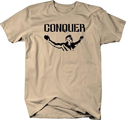 Health Fitness Gear Arnold Quote Conquer Pose Gym Body Building Workout Mens T Shirt