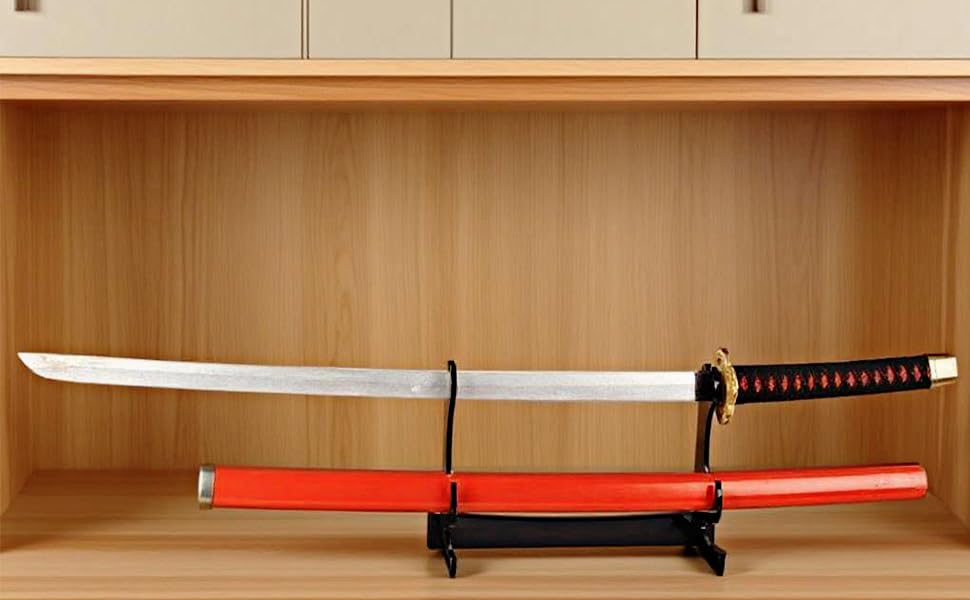 Leilin Sword Stand, Sword Holder, Acrylic Two-Layer Samurai Sword Display Stand, Katana Holder, 6mm acrylic sheet (Black)