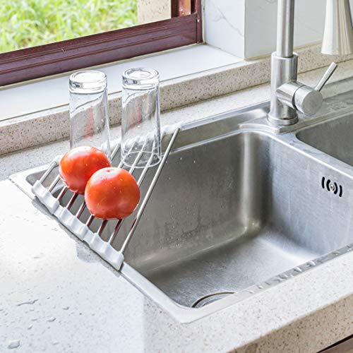 Roll Up Dish Drying Rack for Sink Corner, Triangle Heavy Duty Heat