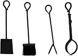 Charles Bentley Fireside Companion Set Black Matte Iron Poker Tongs Shovel view 6