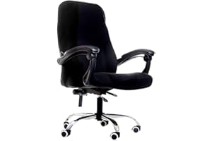 Perktail One-Piece Office Chair Cover, Removable Computer Rotating Chair Simplism Slipcover Stretch Seat and Back Cover (Black, Large)