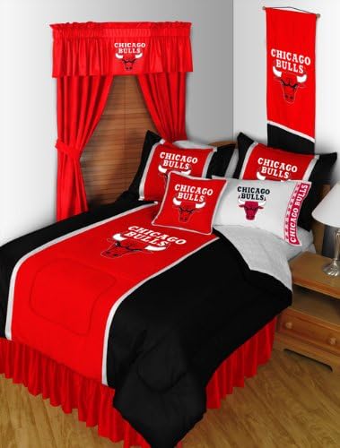 CHICAGO BULLS 6 PIECE TWIN COMFORTER SET BED IN A BAG (COMFORTER, FLAT SHEET, FITTED SHEET, 1 - PILLOW CASE, 1 - PILLOW SHAM, BED SKIRT)