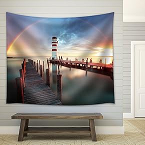 Lighthouse at Lake Neusiedl - Austria - Fabric Wall Tapestry Home Decor - 51x60 inches