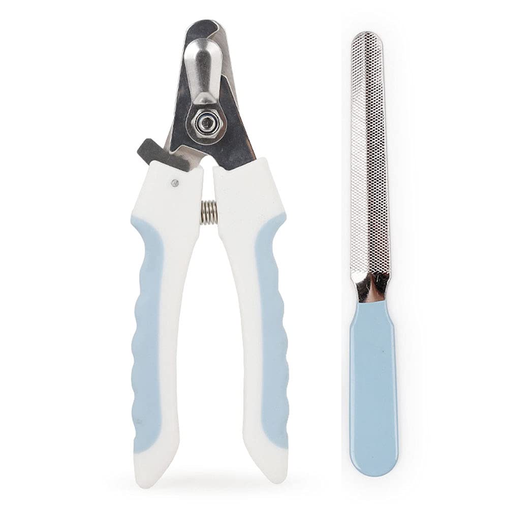 ANSIEDIO Dog Cat Pets Nail Clippers and Trimmers with Nail File and Safety Guard to Avoid Over Cutting, Professional Grooming Tool for Medium and Small Animals (Blue)