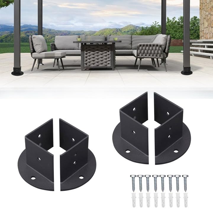 Deck Post Anchor Base, 4PCS Adjustable Wooden Fence Post Brackets, Heavy Duty 1.96" x 1.96" Base Brackets Fit 1.5x1.5, 2x2, 2x4, 4x4