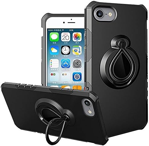 iPhone 8 Case, iPhone 7 Case, Gentre 360 Rotating Adjustable Ring Holder Armor Case with Kickstand and Drop Protection Scratch Resistant for iPhone 8/7 (Black)