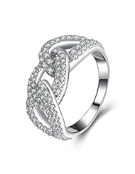 Jewelry: AmDxD Jewelry Silver Plated Women Promise Customizable Rings Hollow?Twist?CZ Size 11,Engraving - AmDxD