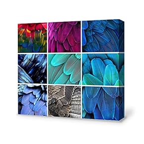 Canvas Wall Art Blue Ocean Theme Collage Idea Painting Artwork for Home Prints Framed - 12x12 inches