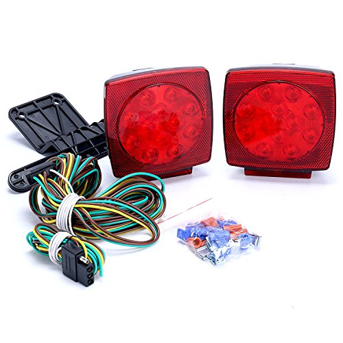 Amarine-made Boat Marine Pair LED Square Light Kit Trailer Under 80″ Tail Stop Brake