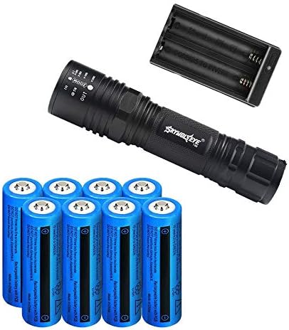 WolfonFire 8Pcs 5000mAh Powerful 18650 Battery 3.7v Li-ion Rechargeable Batteries Button top & Charger For Flashlight Headlamp Torch