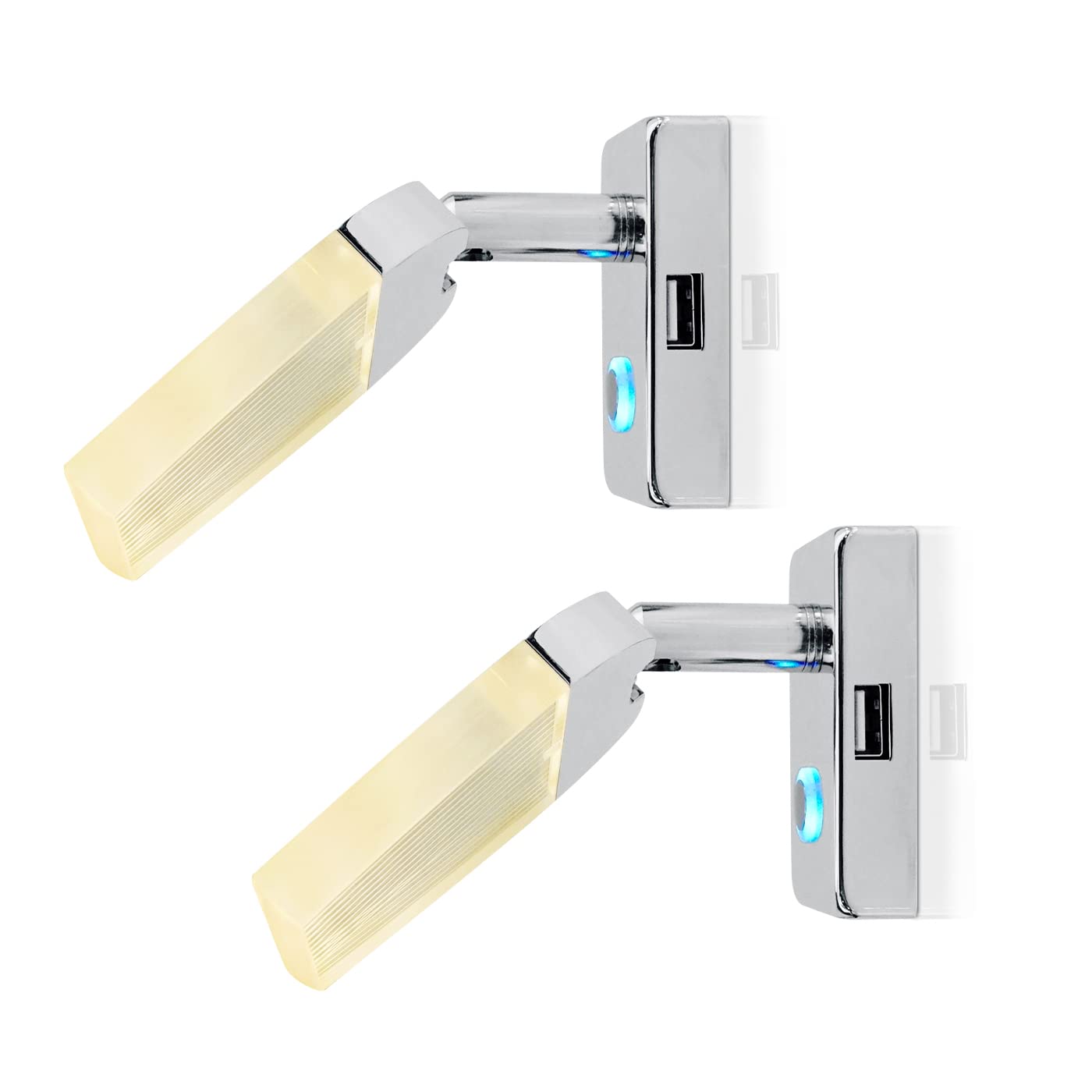 Photo 1 of THALASSA Reading Light for RV Interior Lights Fixture with USB Charging Port - DC 12V Soft Warm White, Dimmer Touch Switch with Blue Night Decor Light for Boat Motorhouse Camper Van Caravan