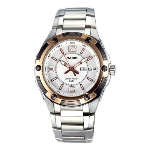 Casio Men's MTP1327D-7AV Silver Stainless-Steel Quartz Watch with White Dial
