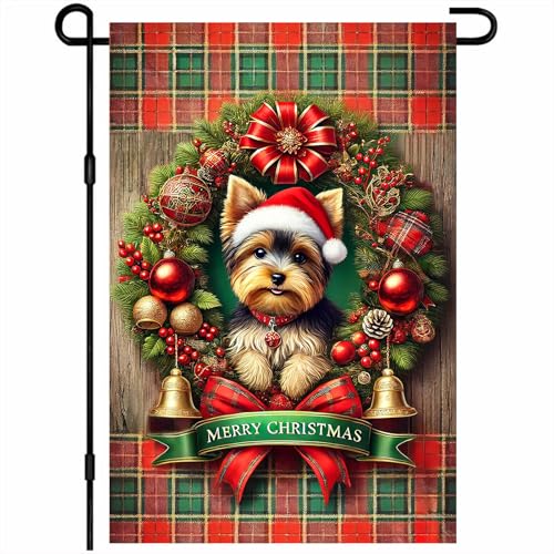 BlissYard Christmas Garden Flag 12x18 Inch Yorkshire Terrier Yard Decor at Amazon