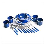 Stansport 24 Piece Enamel Camping Tableware Set