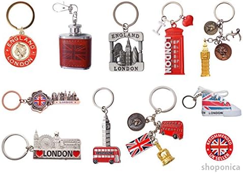 London Famous Icons Mix UK Souvenir Set of 9 Metal Key Rings