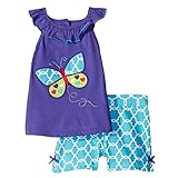 Meeyou Little Girls' Lovely Tank top & Essential Shorts Set(Colorful Butterfly, 7T)