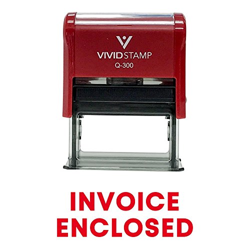 INVOICE ENCLOSED Self Inking Rubber Stamp (Red Ink) - Large