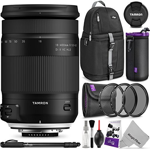 Tamron 18-400mm f/3.5-6.3 Di II VC HLD Lens for CANON EF w/ Advanced Photo and Travel Bundle