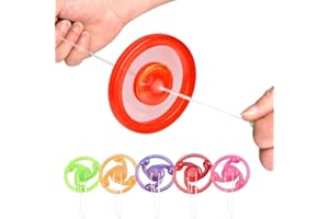 Light-Up Spinning Tops, 5-Pack, Rainbow LED Display, Pull String Flywheel, Orbital Flash Effect