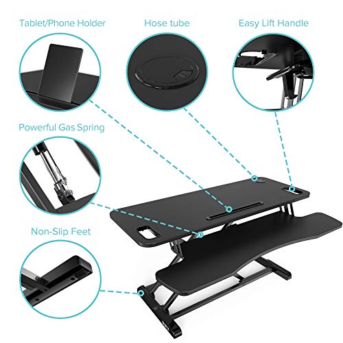 RIF6 Adjustable Height Standing Desk Converter 37.2 Inch Wide Laptop