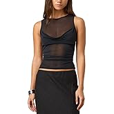 Women Sheer Mesh Tank Top Sleeveless See Through Camisole Layering Undershirt Sexy Summer Y2k Going Out Cami Tops